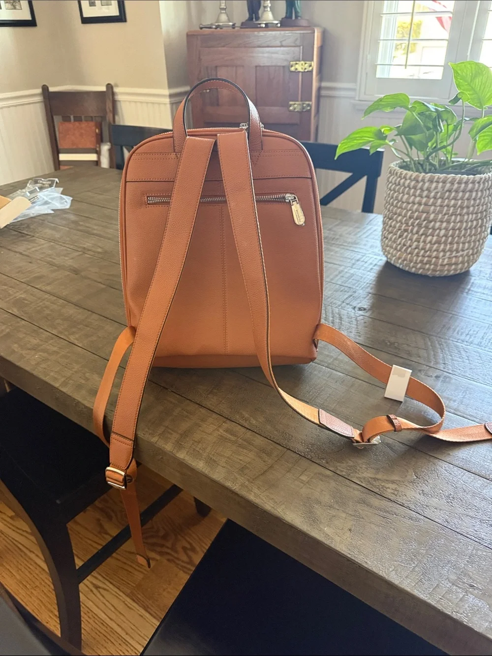 Bostanten Pebbled Leather  laptop Backpack in Tan